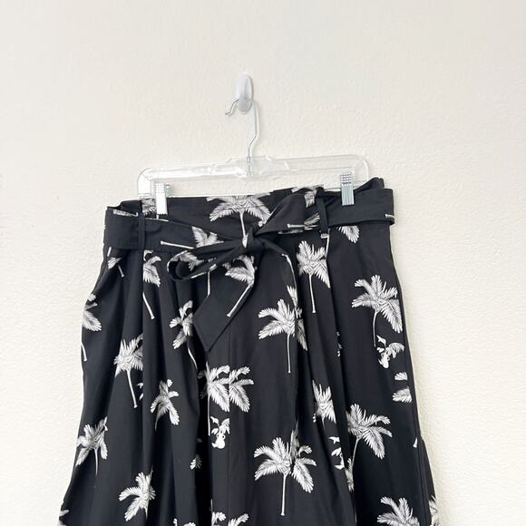 [Ann Taylor] Black White Tropical Palm Tree Pleated Maxi Skirt NWT Pockets Sz 16 - Picture 4 of 12